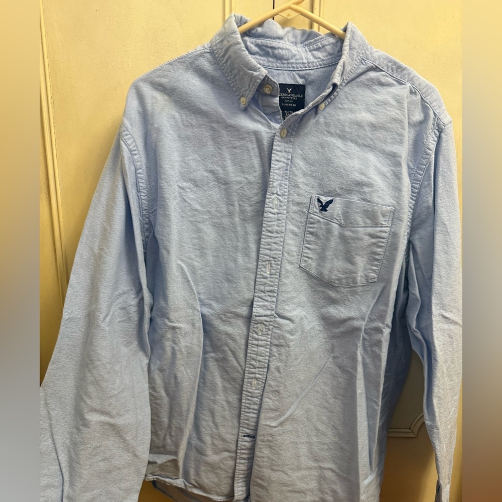 American Eagle Outfitters Light Blue Button-Down Shirt - Men's Casual Oxford